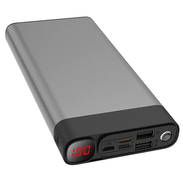 Portable Charger 30000mAh 2USB Ports/Super Bright Flashlight Portable Charger Quick Charge Phone Pad (Black 30000mAh)