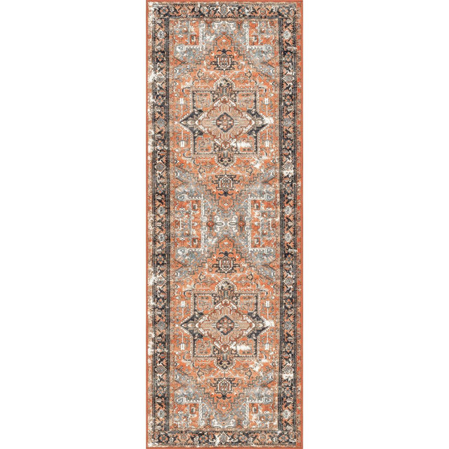 nuLOOM Sherita Distressed Persian Kitchen Runner Rug - Hallway, Entryway, 2' 6" x 6', Rust