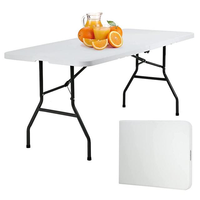 6FT Picnic Table Plastic Folding Table Portable Party Table Camping Table for Parties Wedding BBQ Camping Dining Kitchen with Carrying Handle