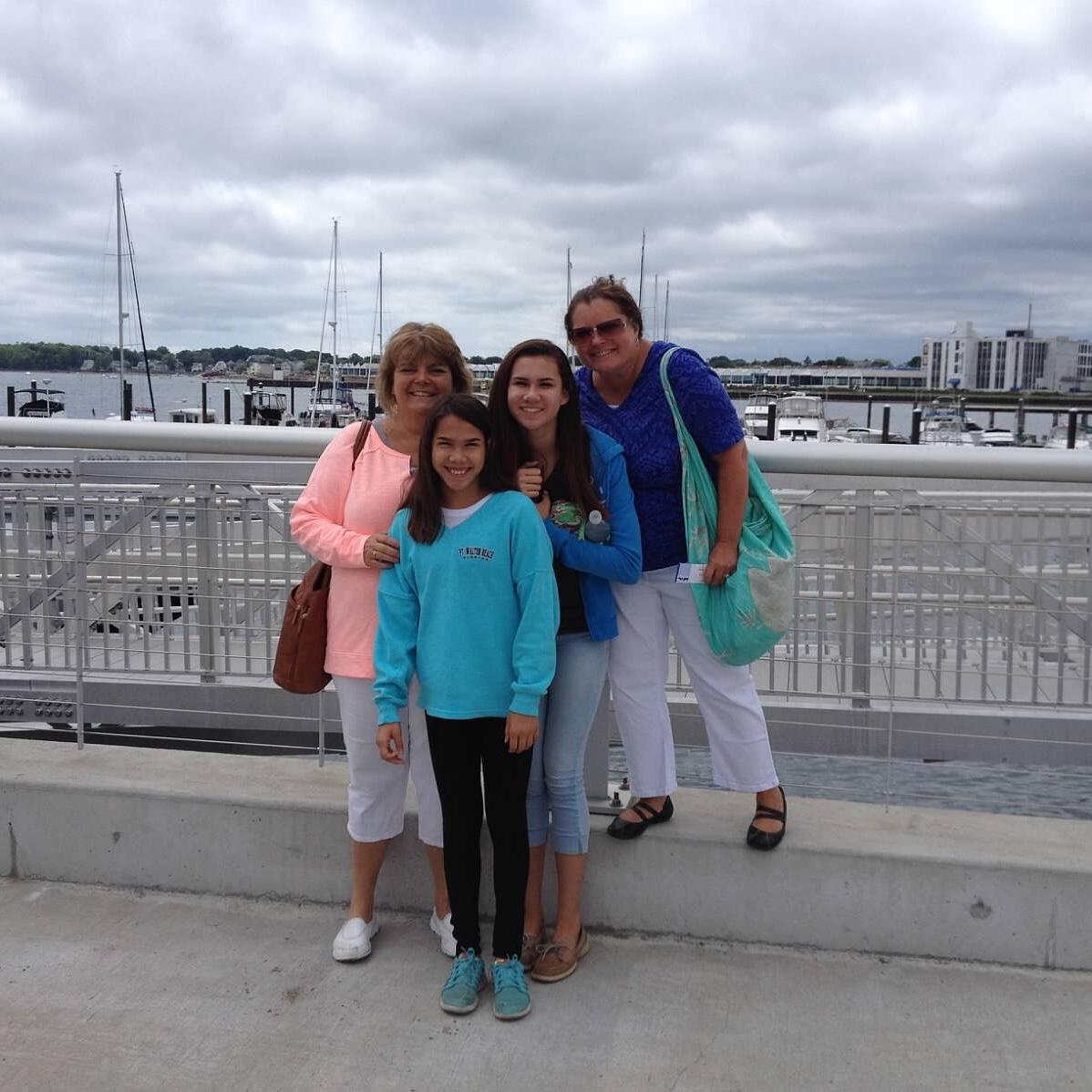Wedding Party - Bride and Bridesmaids and Maid of Honour. l-r Kathy, Meredith, Lexie Susan The Landing, Salem Massachusetts - August 2015