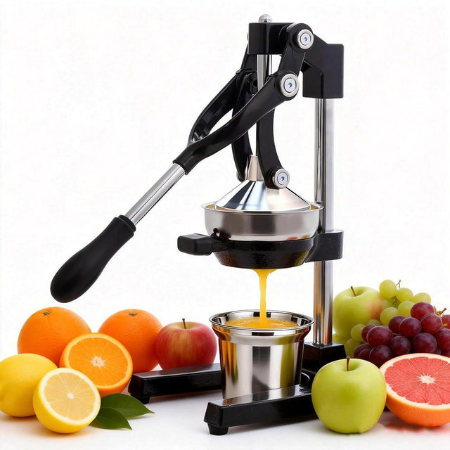 Cast Iron Juicer,Manual Juicer Hand Press,Professional Citrus Juicer,with Stainless Steel Cup,Easy to Use & Clean,Heavy Duty Stainless Steel Manual Juicer For Orange Juice,Pomegranate,Lemon(Black)