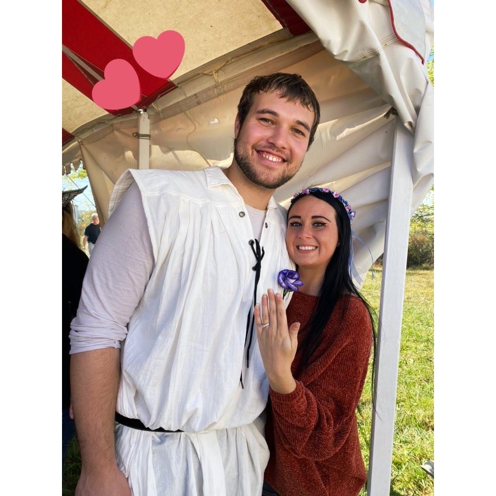 This photo was taken just after Brandon proposed to me on stage at the renaissance festival!