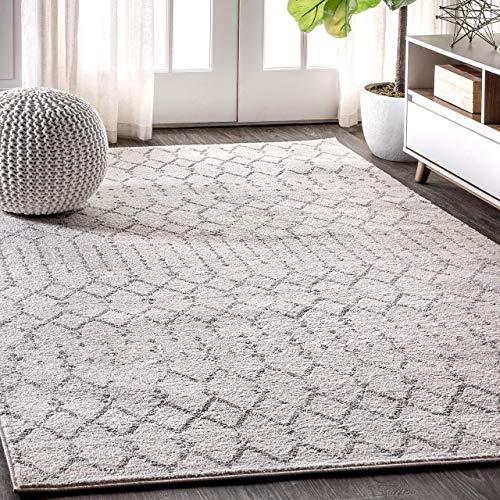 JONATHAN Y MOH101B-8 Moroccan Hype Boho Vintage Diamond Area Rug, 7'9" x 10', Cream/Gray