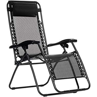 AmazonBasics Outdoor Zero Gravity Lounge Folding Chair, Black