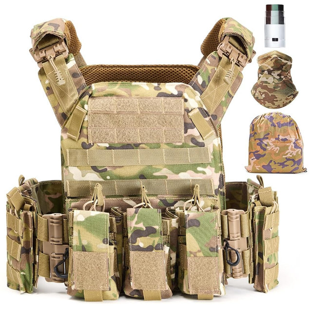 WILD WYCC Tactical Vests,Quick Release Camo Vest, Men's 1000D, Lightweight Modular 3D Breathable Vest