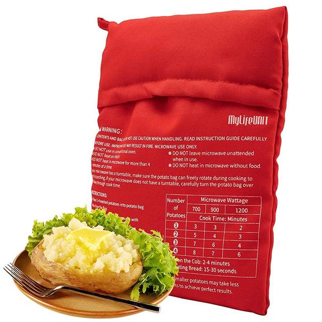 MyLifeUNIT Microwave Potato Bag, Baked Potato Microwave Baking Bag, Red