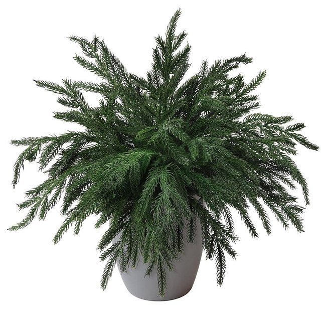 ZFProcess 10PCS Christmas Norfolk Pine Stems, Real Touch 15 Inch Artificial Norfolk Pine Branches, Fake Greenery Pine Picks for Vase DIY Holiday Winter Table Indoor Decor(Green)