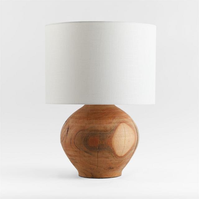 Wood Table Lamp with Drum Shade