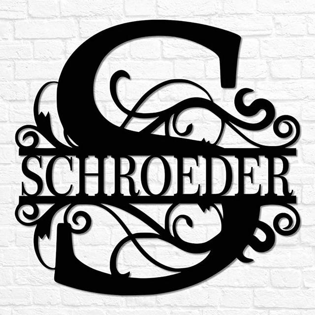 Personalized Last Name Metal Signs Personalized Metal Sign Custom Last Name Sign Family Name Sign Metal Wall Art Split Monogram Personalized Wedding Gift