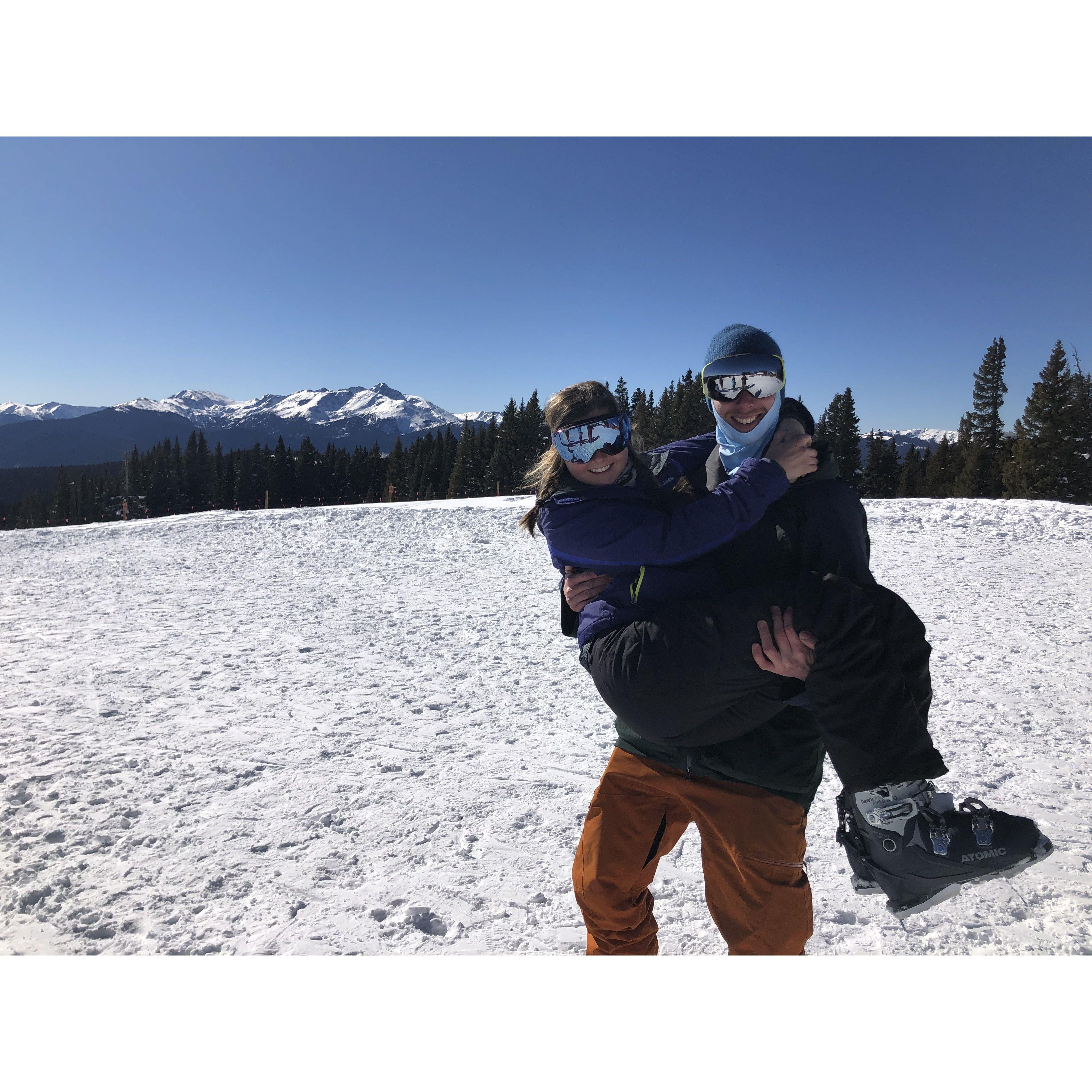 Skiing at Vail with Trav's family