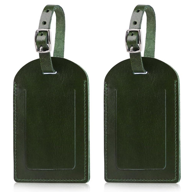 Ringsun Genuine Leather Luggage Tag for Suitcases ID Tags Bag Tags for Luggage (2 Pack)