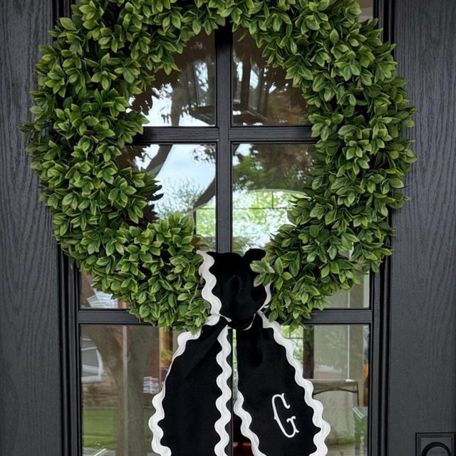 Black OUTDOOR Wreath Scarf with wide trim
