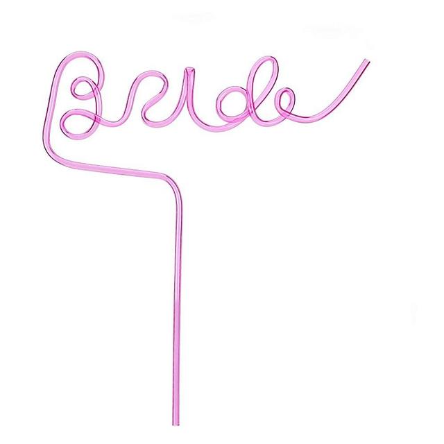 Konsait Bride Straw Large Plastic Bride Drinking Sipping Straw Reusable for Bachelorette, Bridal Wedding Shower, Bachelorette Hen Party Decoration, Bride to Be Gift, Bachelorette Party Accessories