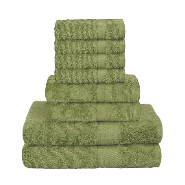 GLAMBURG Ultra Soft 8-Piece Towel Set - 100% Pure Ringspun Cotton, Contains 2 Oversized Bath Towels 27x54, 2 Hand Towels 16x28, 4 Wash Cloths 13x13 - Ideal for Everyday use, Hotel & Spa - Green