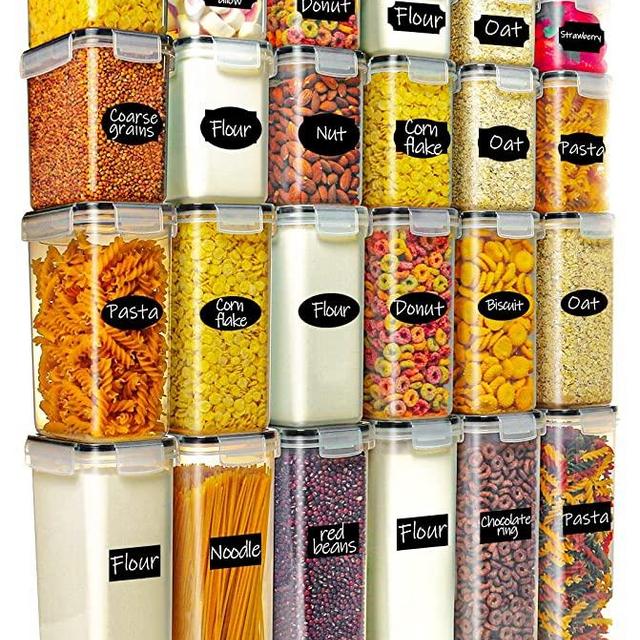 RAZCC Airtight Food Storage Containers - BPA Free Cereal & Dry Food Storage Containers Set of 30 for Sugar, Flour, Snack, Baking Supplies, with Free Chalkboard Label