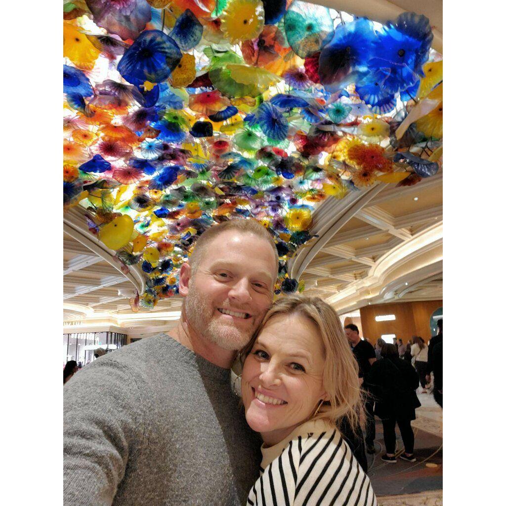 One of the first pictures we took together.  He came out to Vegas, and we went to the Bellagio gardens.