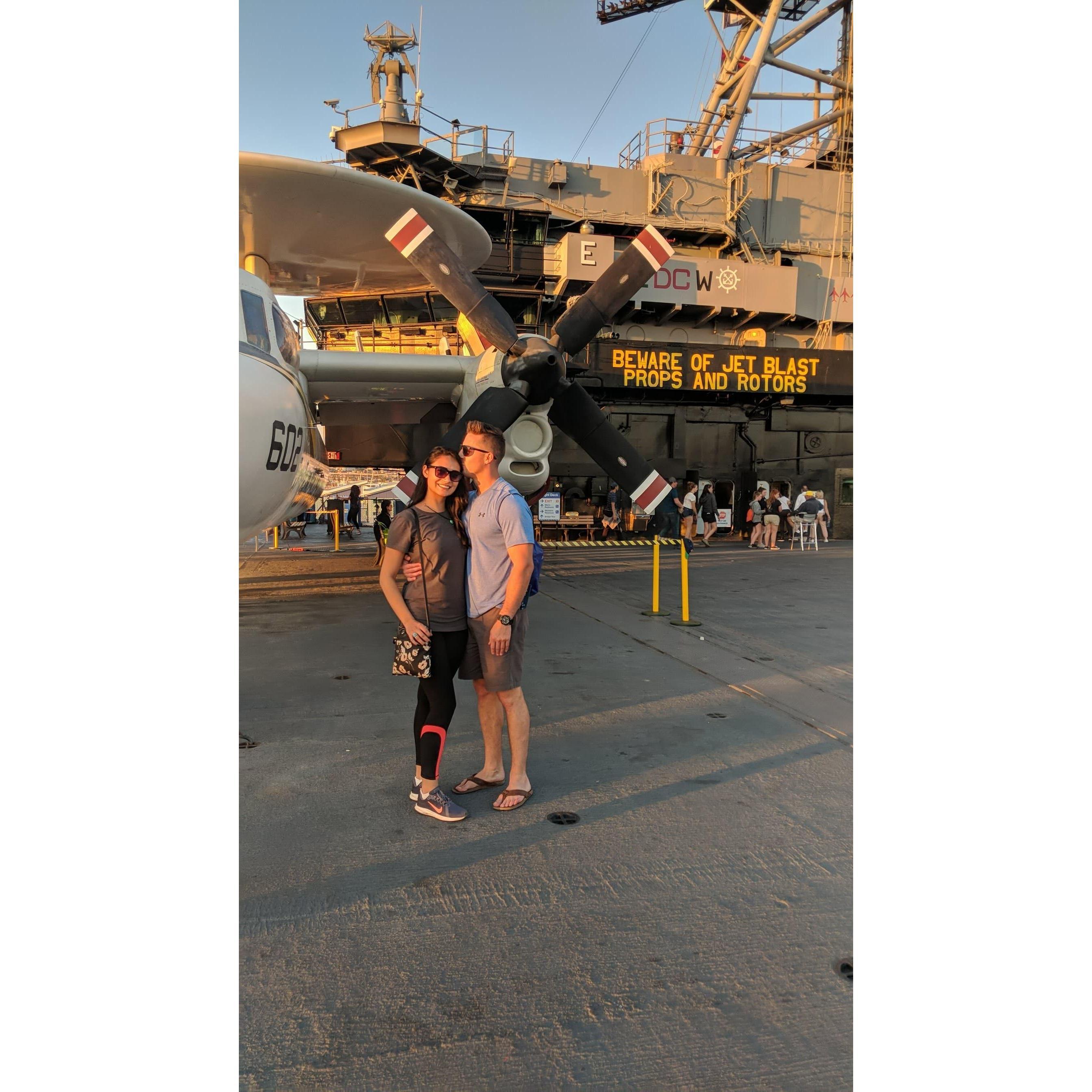 Showing some love on the U.S.S. Midway in San Diego, CA.