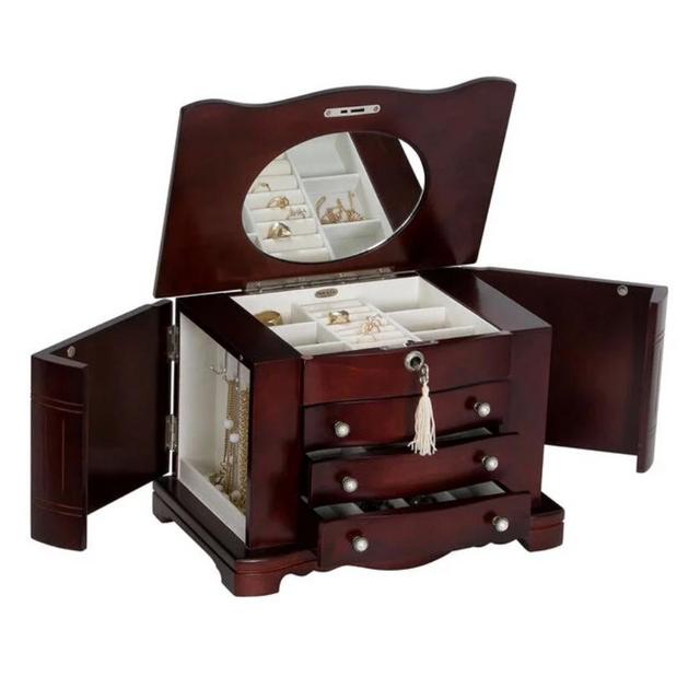 Mele & Co. Rita Mahogany-Finish Wooden Jewelry Box