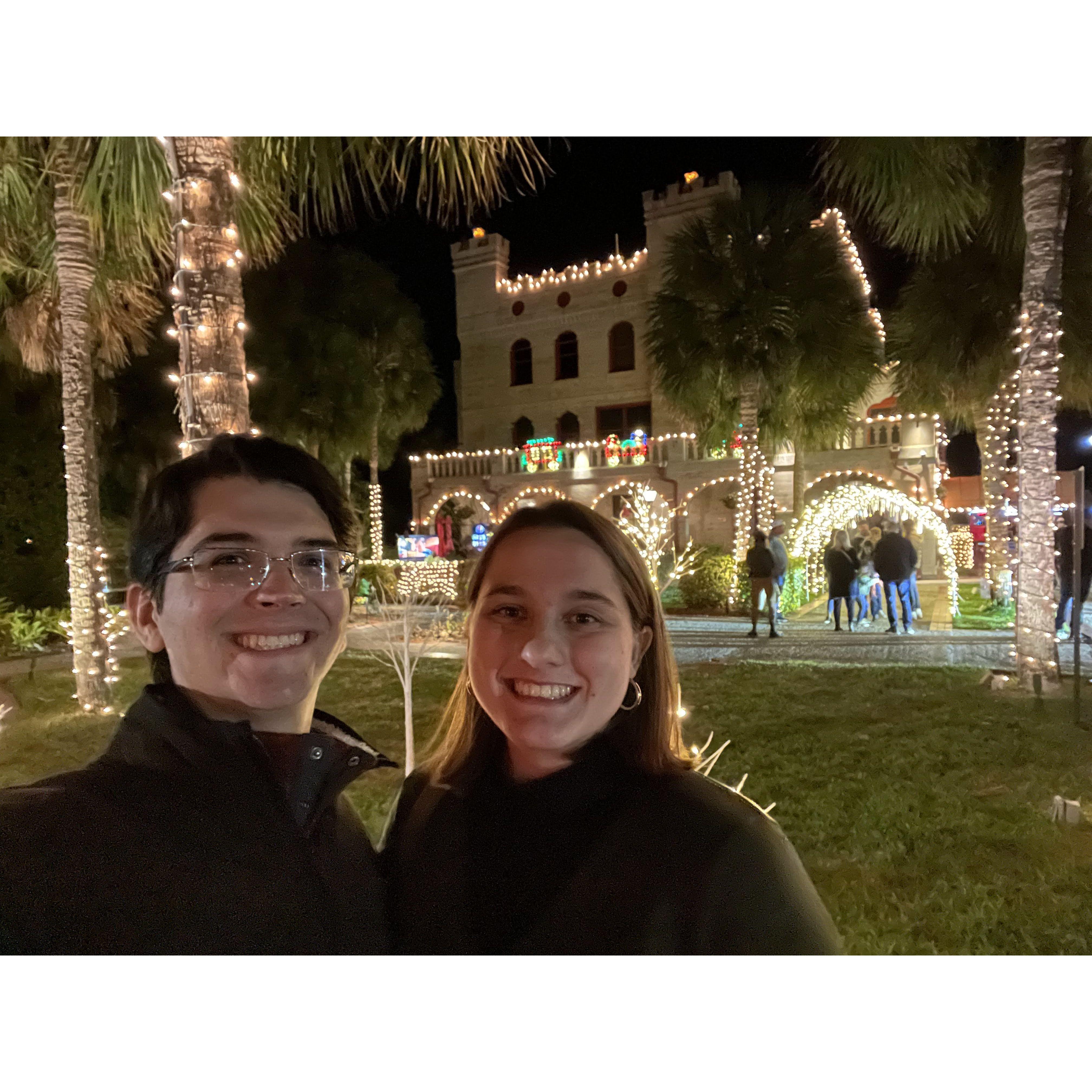 Christmas lights in St. Augustine! One of the BEST towns to see Christmas lights.