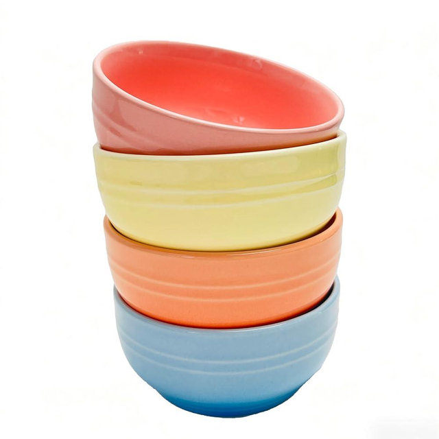 UDNORDGLOW Small Bowl 12 oz, Ice Cream Bowl, Ceramic Colorful Bowl, Bowls Set for Dessert, Fruits, Side Dishes, Suit For Housewarming - 4.5 Inch, Set of 4