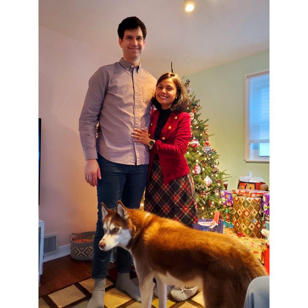 Our first Christmas after buying our house! Hachi approved.