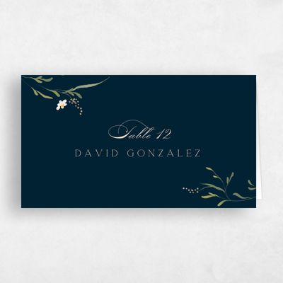 Deepest Teal, Black Wedding Place Card - Pero