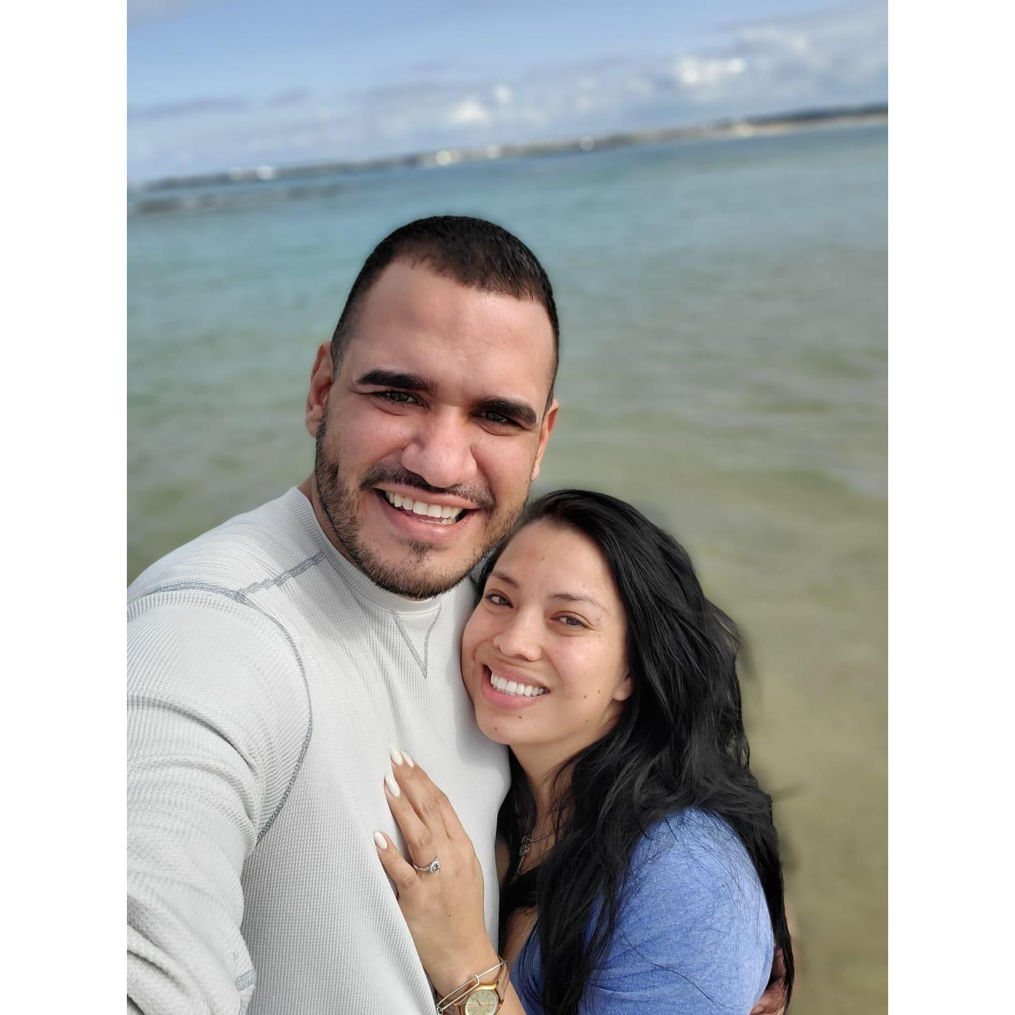 Engaged on Gamboa Beach, Peniche, Portugal