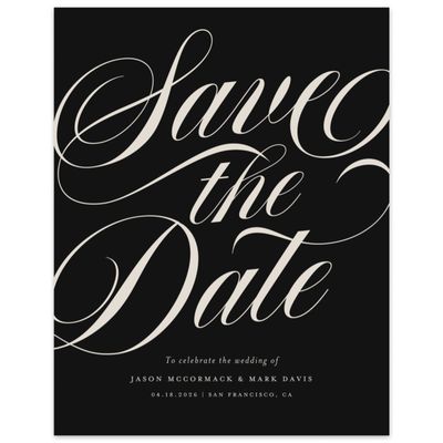 Black Wedding Digital Save the Date - Marquis Portrait