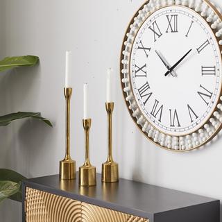 3-Piece Golden Taper Candle Holder Set