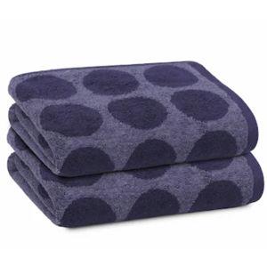 Navy Blue Premius 2 Pack Circles 100% Cotton Yarn Dyed Hand Towel