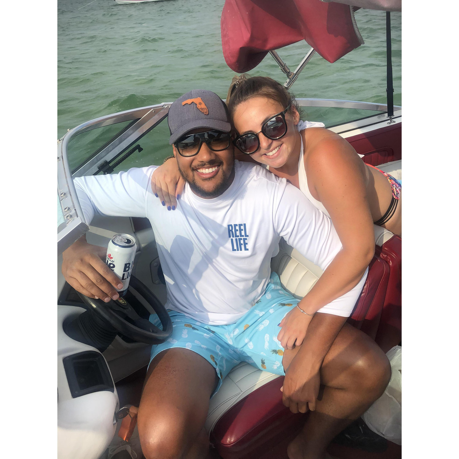 Our first boat ride in Papa's boat. Devon's excitement was for the Blue Light not our first trip to NY together.