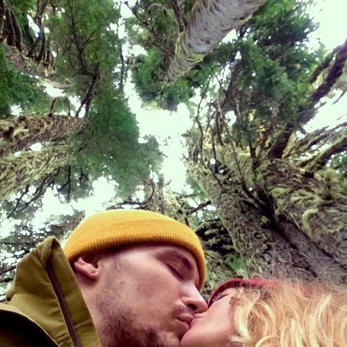 The circle of evergreens where Ian proposed.