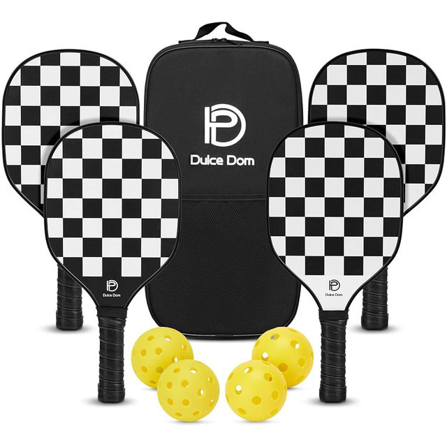 DULCE DOM Pickleball Paddles, USAPA Approved Fiberglass/Graphite Pickleball Set of 2/4 with Pickleball Paddles, 4 Pickleball Balls and Pickleball Bag, Pickleball Rackets Equipment for Beginners & Pros