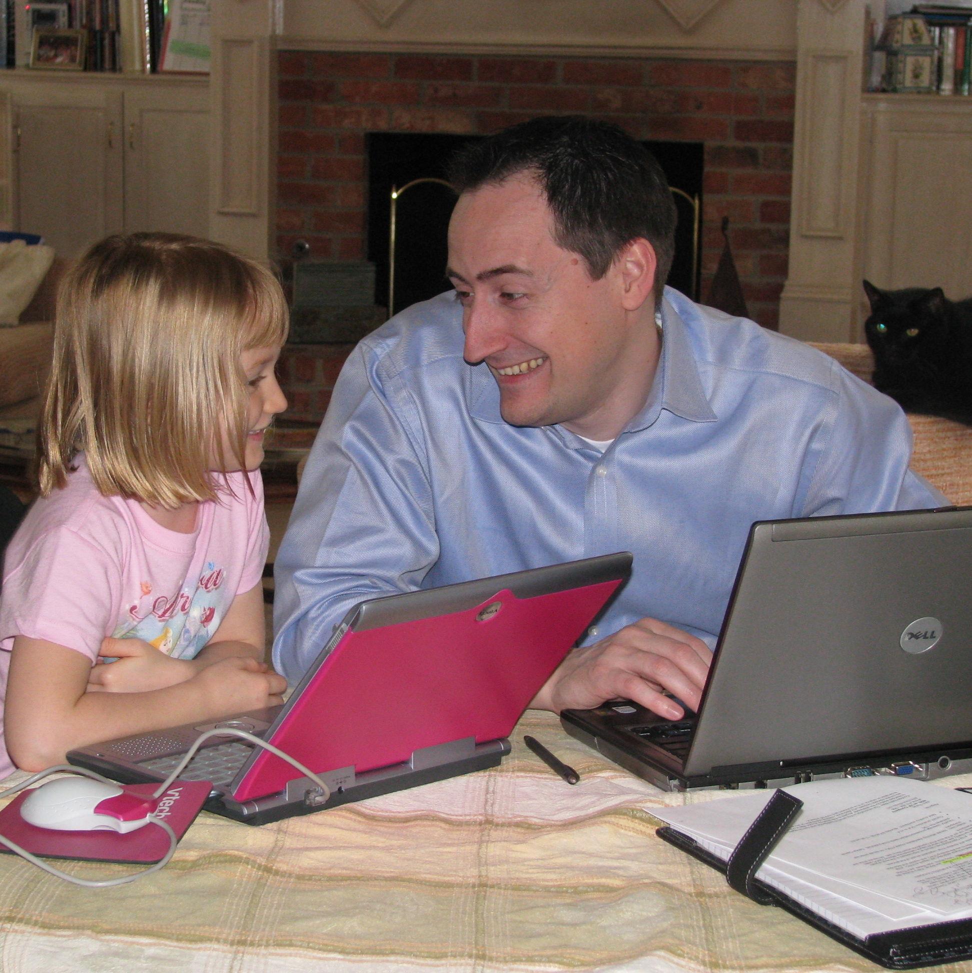 The bride "working" with her dad