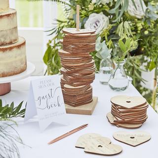 Wooden Stacking Heart Guest Book