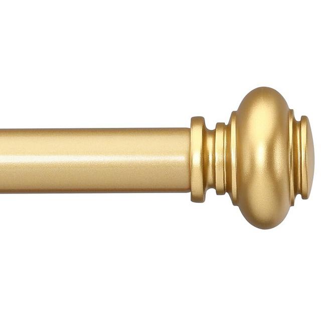 SIMEWIN Gold Curtain Rods for Windows 66 to 120 Inches Adjustable Decorative 1 Inch Diameter Single Window Curtain Rod Set with Classic Finials, Gold Finishing