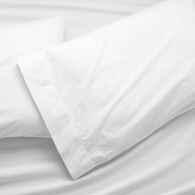 Washed Organic Cotton White King Pillow Cases, Set of 2