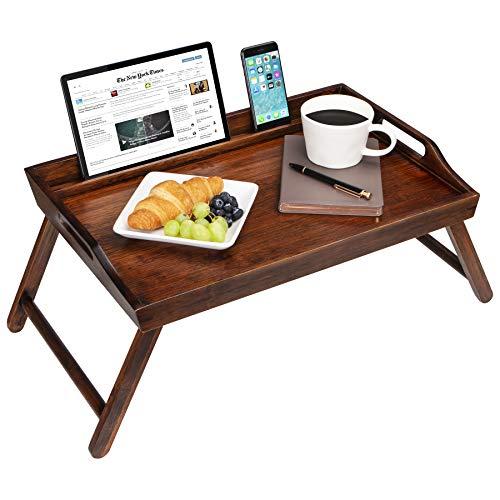 LapGear Media Bed Tray with Phone Holder - Fits Up to 17.3 Inch Laptops and Most Tablets - Espresso Bamboo - Style No. 78112