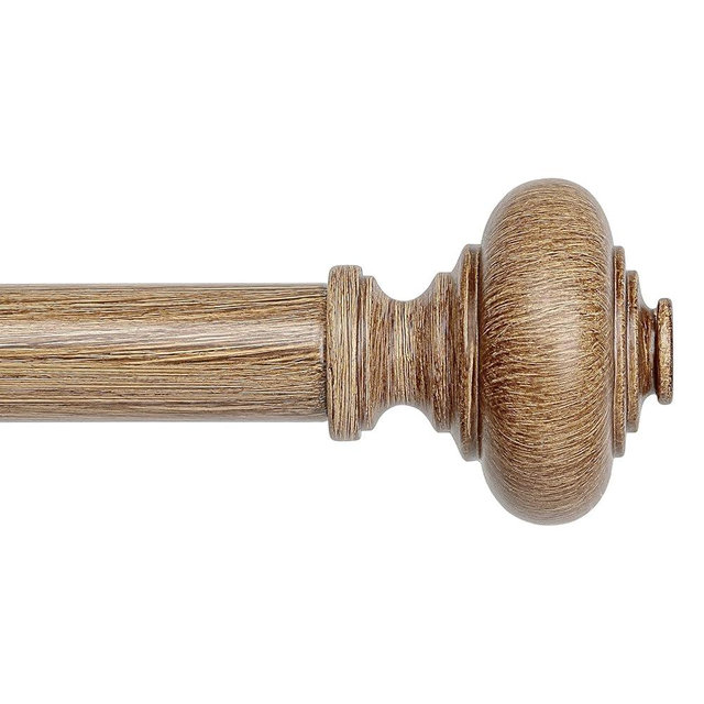 Wood Curtain Rods for Windows 72 to 144 Inch, Boho Vintage Decorative 1 Inch Diameter Long Wooden Curtain Rod, Adjustable Heavy Duty Rustic Farmhouse Drapery Pole with Wood Grain Finials