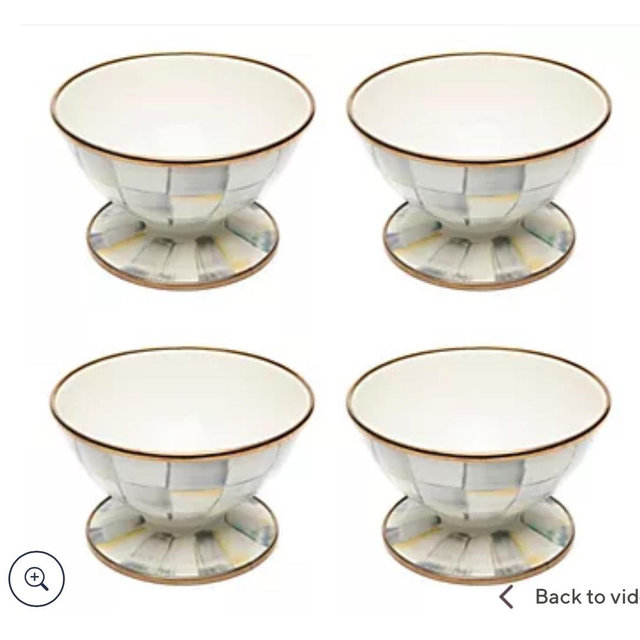 MacKenzie- Childs Set of 4 Ice Cream Bowls (Sterling Check)