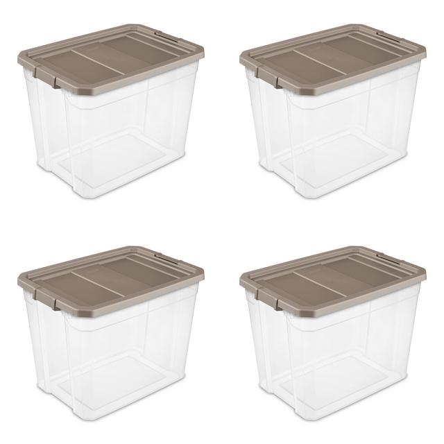 Sterilite Storage Stacker Box Set of 4 (Taupe Splash)
