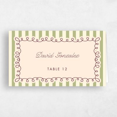 Soft Moss, Green Wedding Place Card - Imogen
