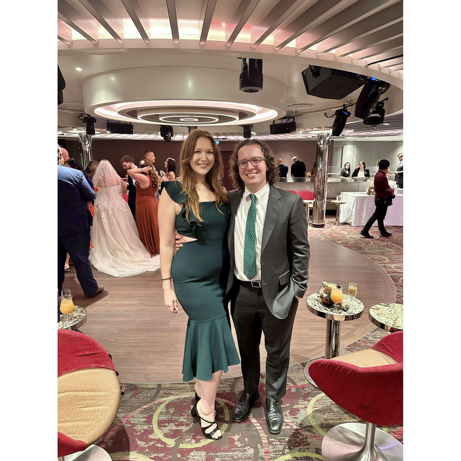 Dressed up for Corrina's Aunt and Uncle's wedding on a cruise ship