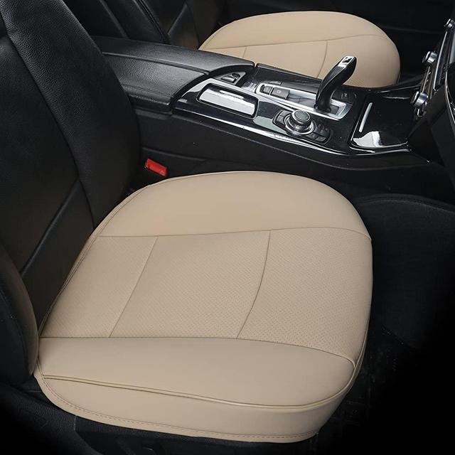 EDEALYN Ultra-Luxury PU Leather Car Seat Protection Cover Car Seat Cover for Most Four-Door Sedan&SUV,Single Seat Cover Without Backrest 1PCS (W 20.8× D 21× T 0.2inch) (3D-Beige-tan