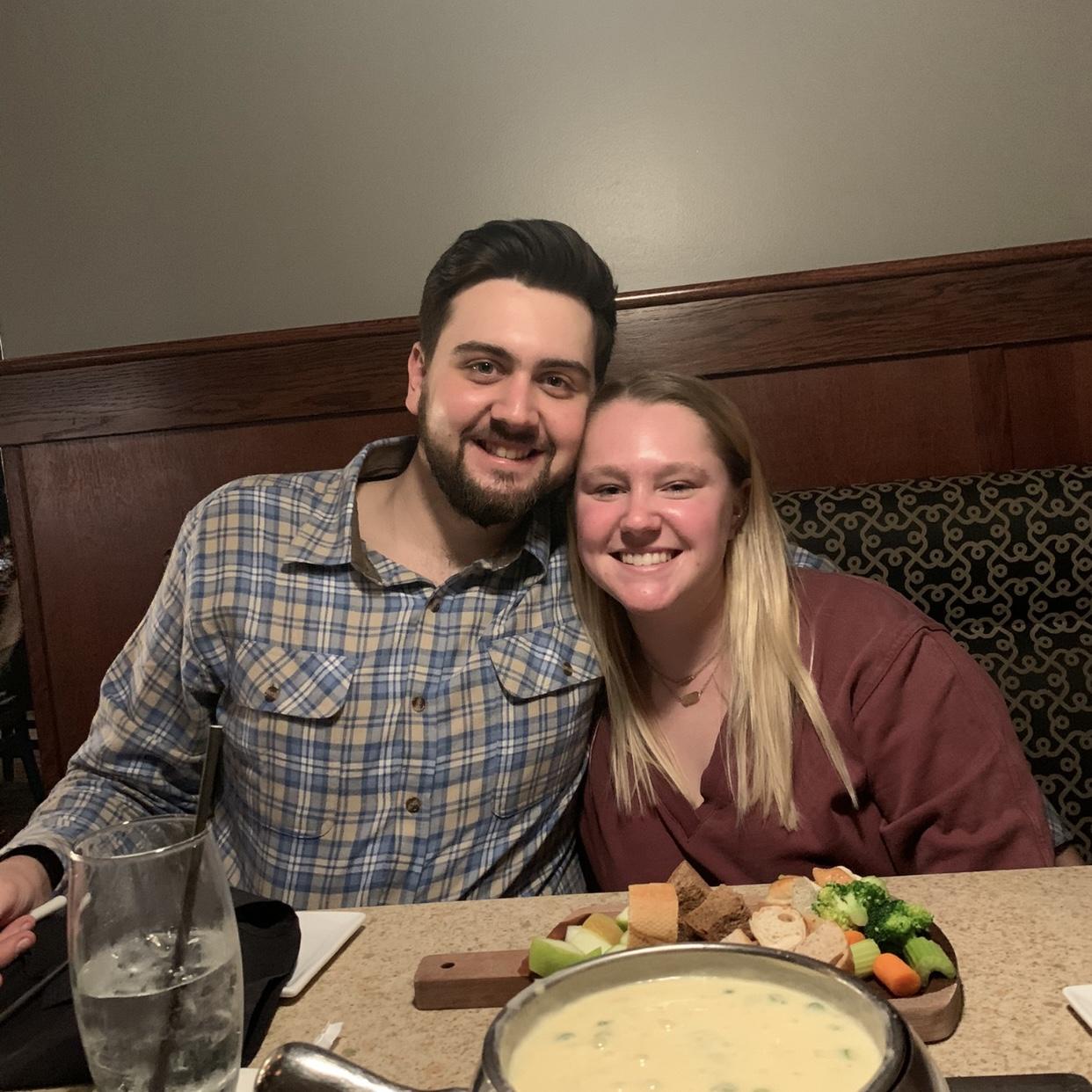 Jordan and Bryce at melting pot for Valentine’s day!