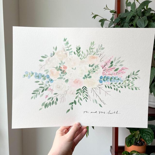 ORIGINAL CUSTOM Watercolor Bouquet “11x”15...