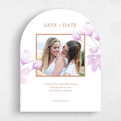Pink Arch Wedding Save the Date - Milna Portrait