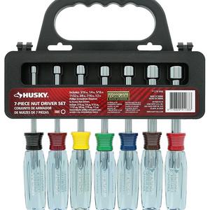 Husky 106300071 7-Piece SAE Non-Metric Nickel-Chrome Plated Nut Driver Set