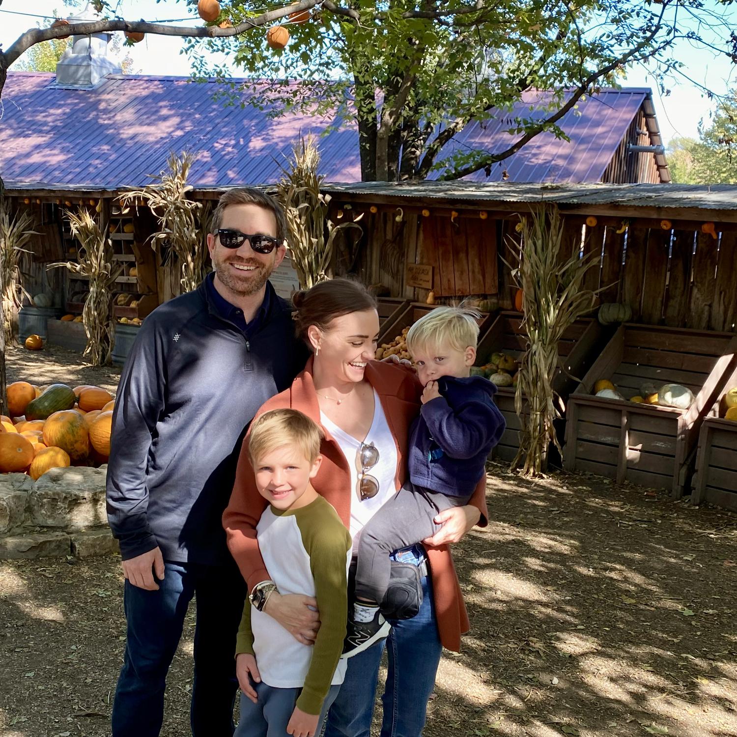 Mostly smiles after a full day at the pumpkin patch.