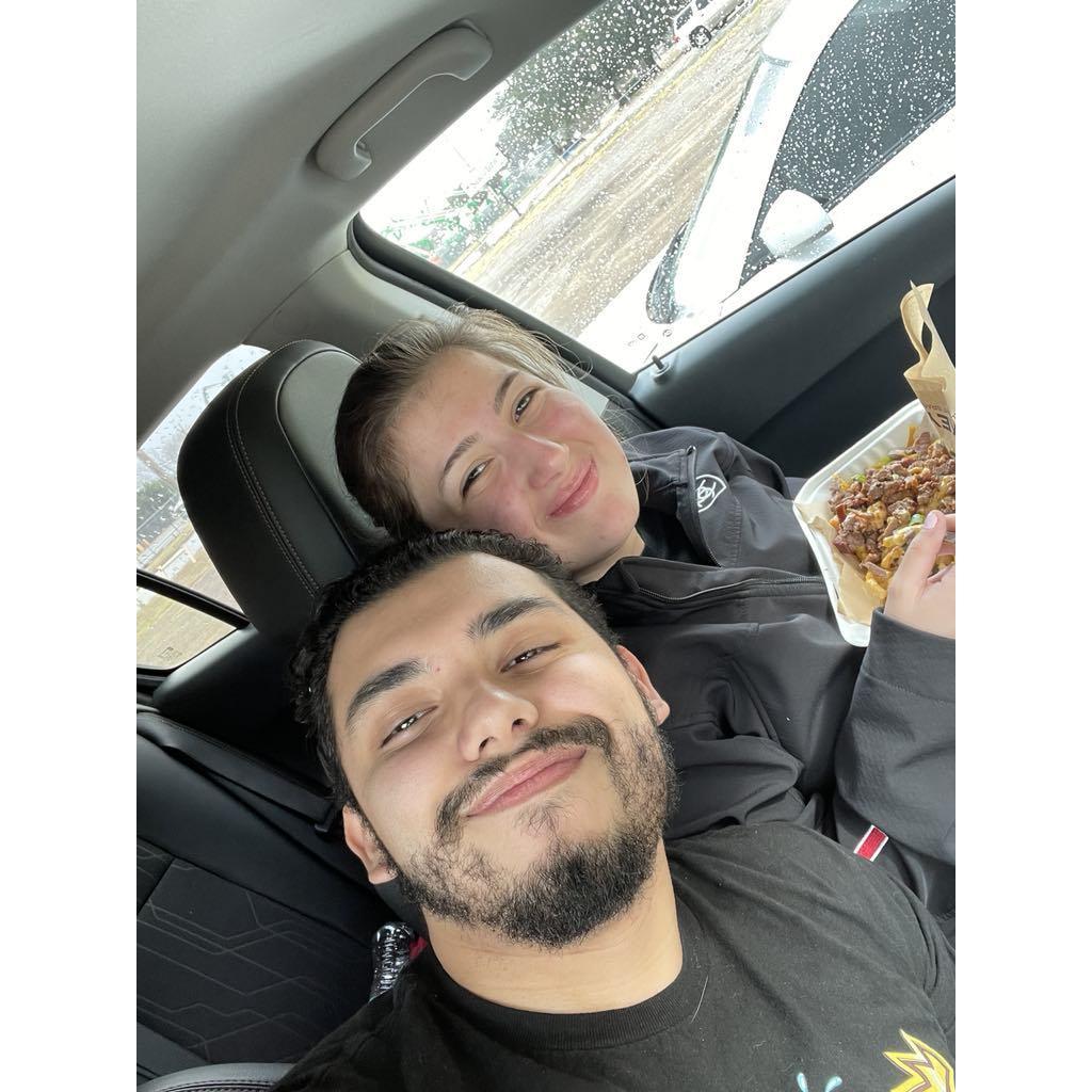 December 2022 - I drove up to Dallas to spend New Years with him. This was taken on the last day, and we were eating BBQ in my car.